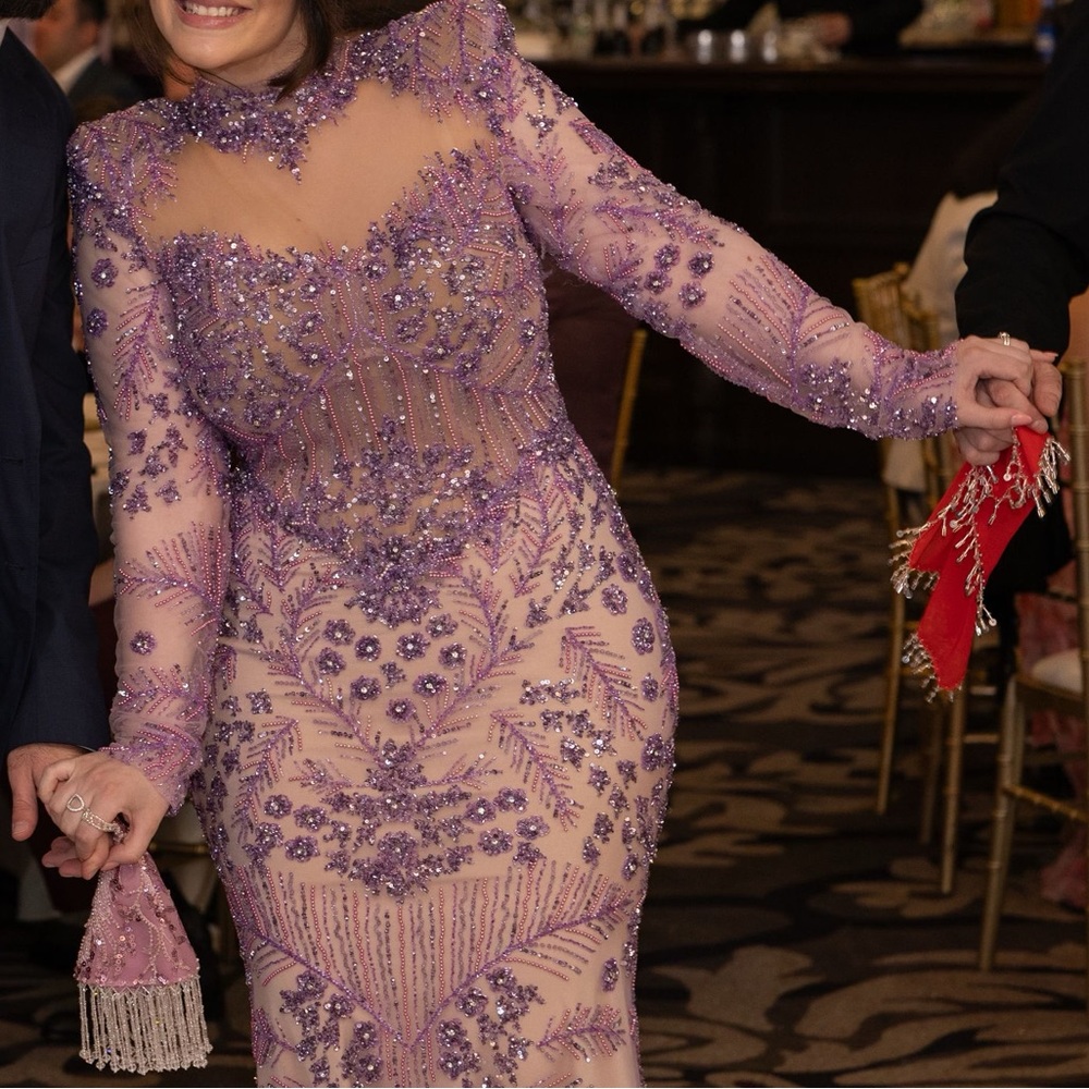 Elegant Purple Embellished Dress